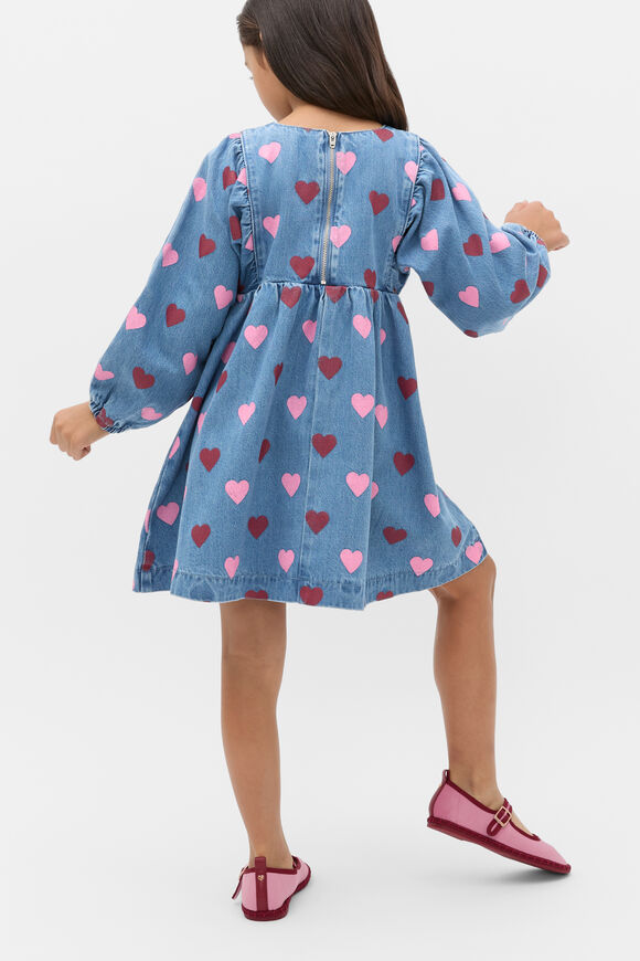 Heart Denim Dress  Washed Indigo  hi-res