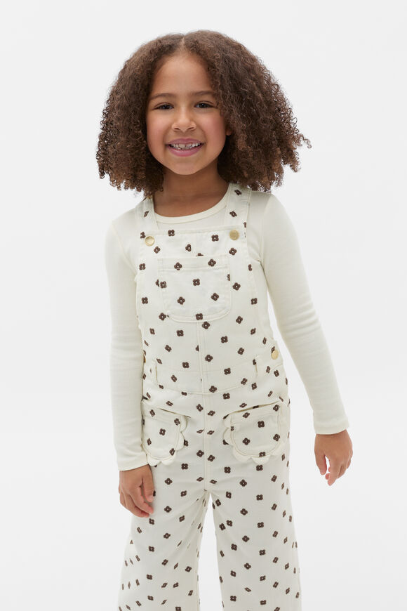 Embroidered Denim Overall  Classic Cream  hi-res