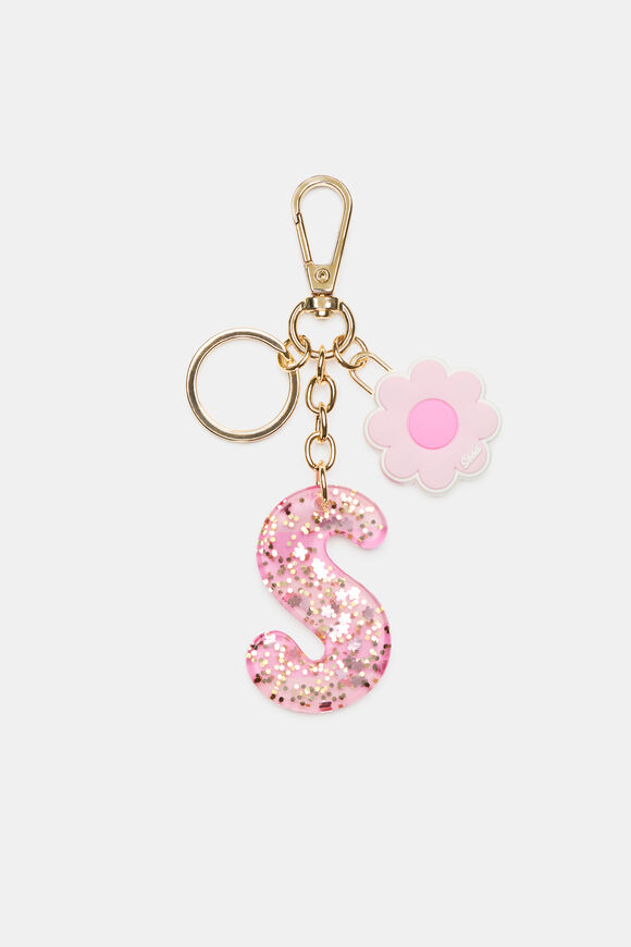 Pink Stripe Initial Keyring  S  hi-res