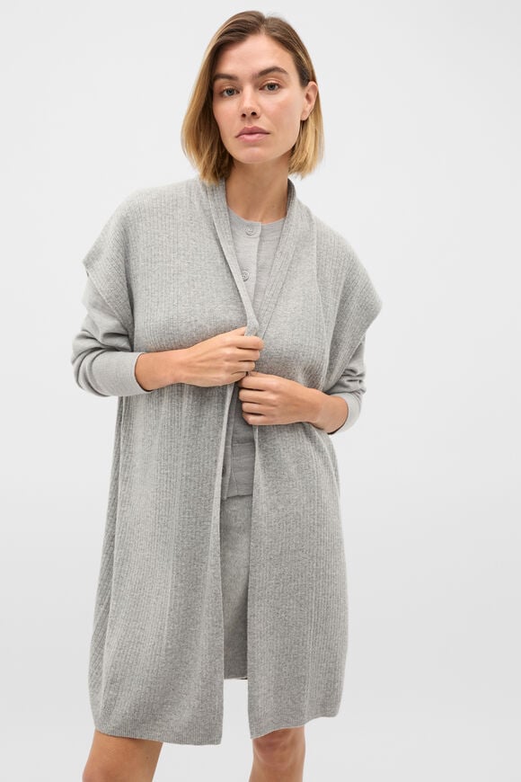 Rib Knit Poncho  Pale Slate Marle  hi-res