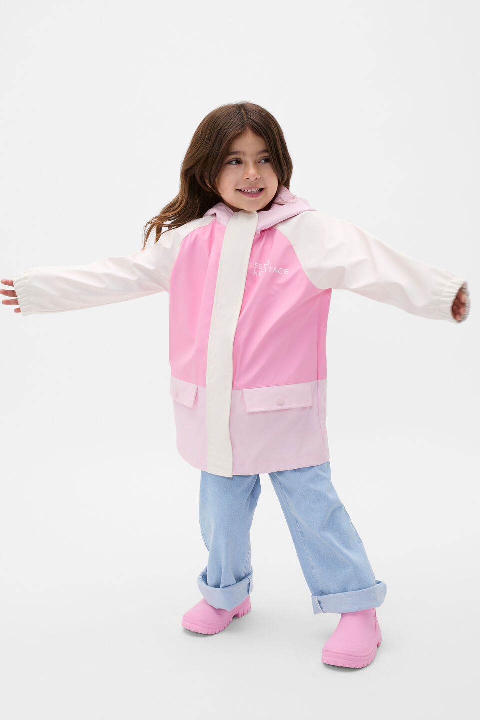 Colourblock Raincoat  Pink Multi