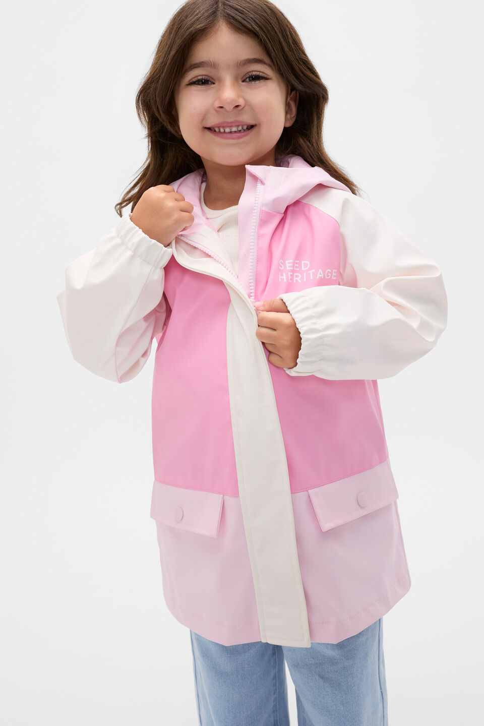 Colourblock Raincoat  Pink Multi