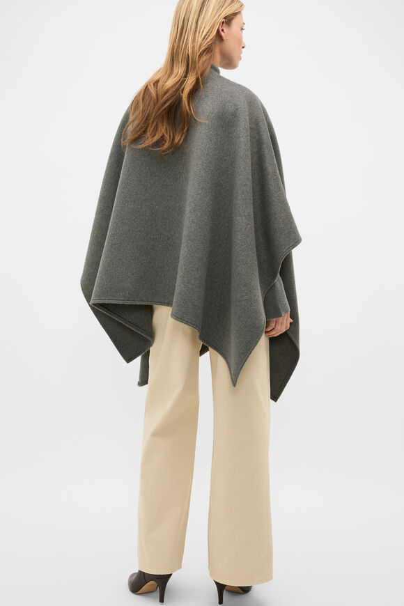 Wool Cape  Charcoal Grey Marle  hi-res