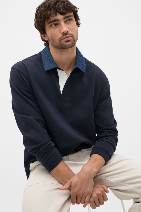 Denim Collar Rugby  Midnight Blue  hi-res