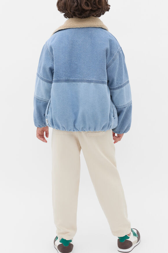 Two Tone Denim Bomber  Mid Blue  hi-res