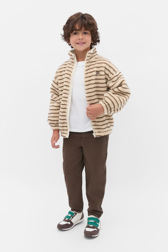 Stripe Teddy Jacket  Cacao  hi-res