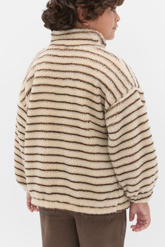 Stripe Teddy Jacket  Cacao  hi-res