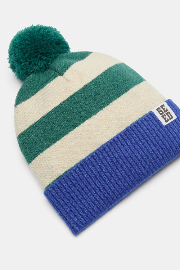 Mini Stripe Beanie  Greens Multi  hi-res