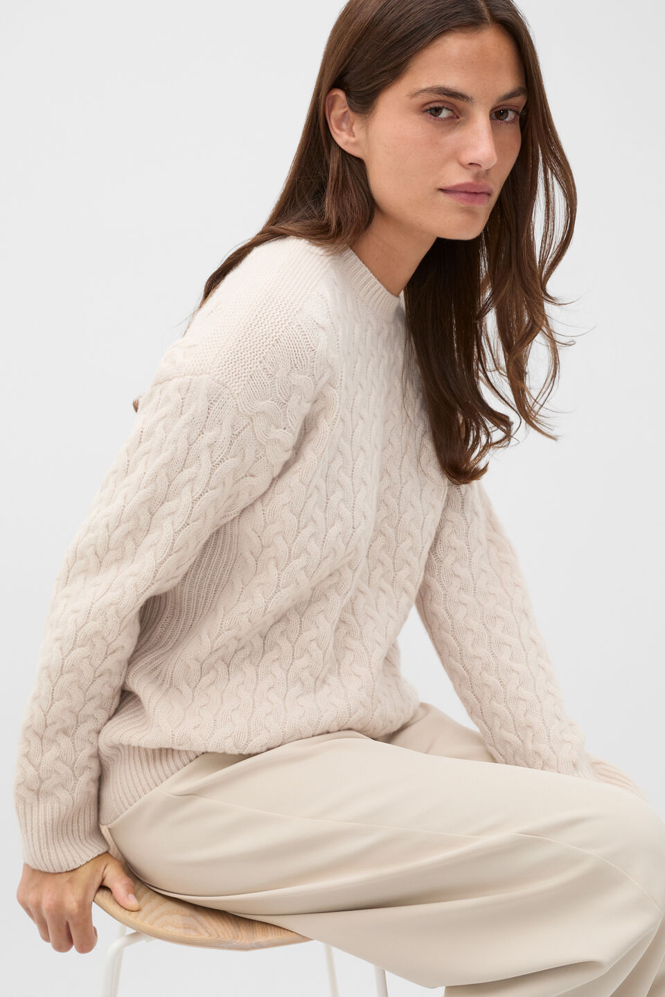 Australian Merino Cable Knit  Vanilla Cream