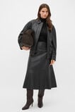 Leather Midi Split Front Skirt  Black  hi-res