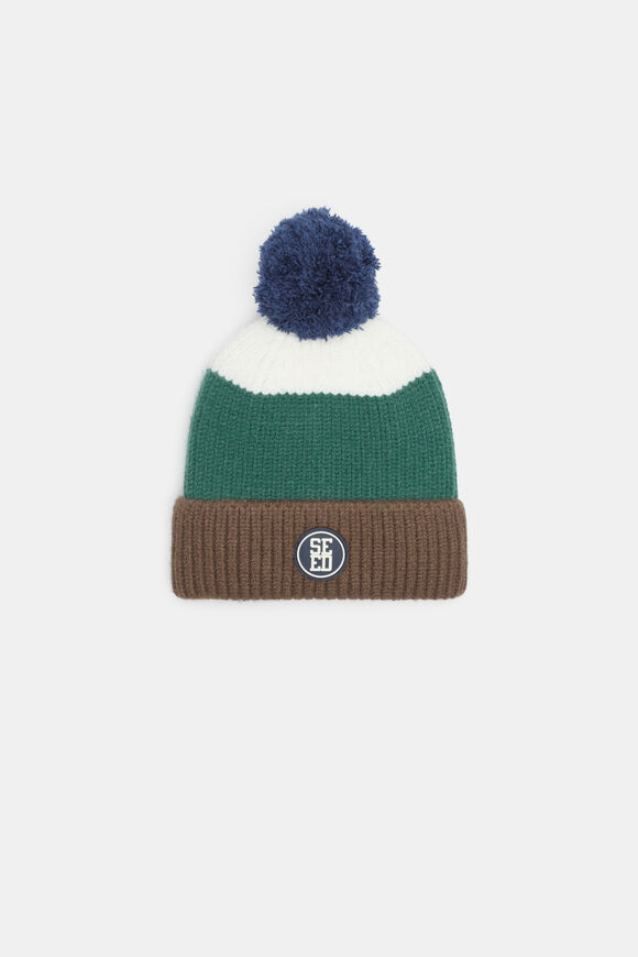 Mini Rib Colourblock Beanie  Jungle Green  hi-res