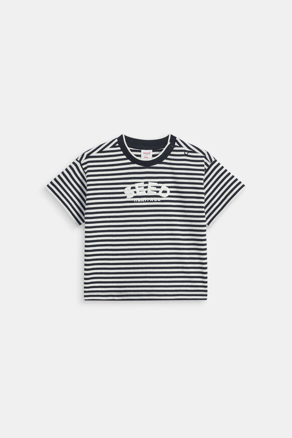 Core Stripe Logo Tee  Midnight Blue Stripe  hi-res
