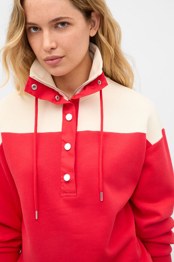 Brushed Terry Contrast Detail Sweat  Chilli Red Contrast  hi-res
