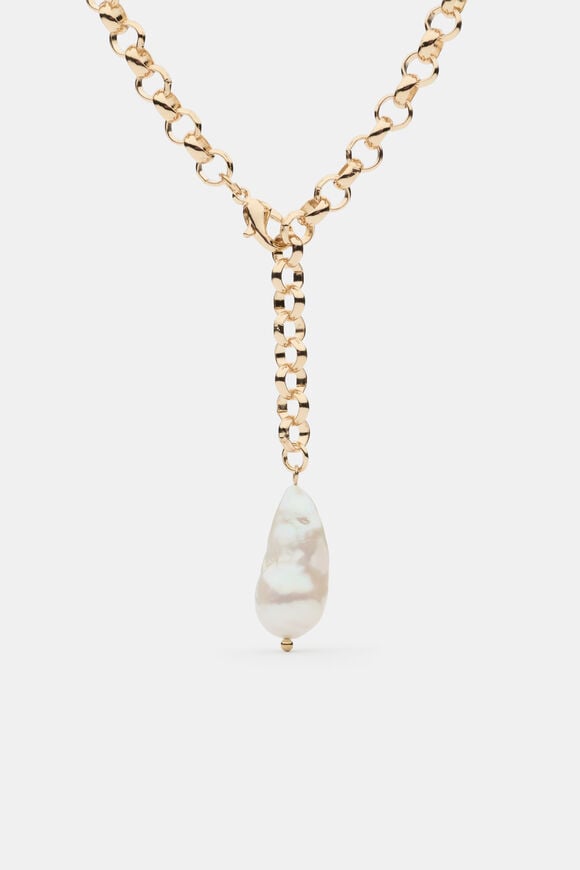 Pearl Drop Pendant Necklace  Gold  hi-res
