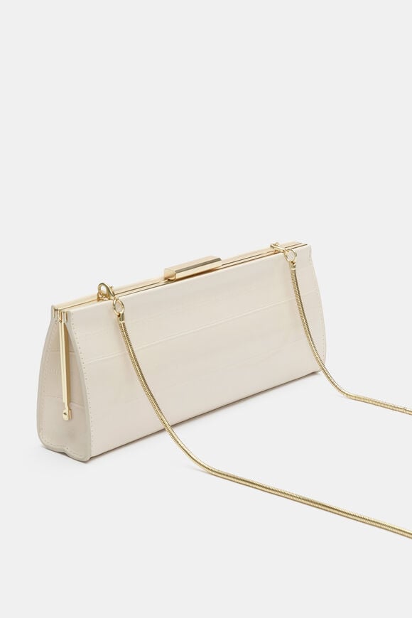 Leather Box Clutch  Stone  hi-res