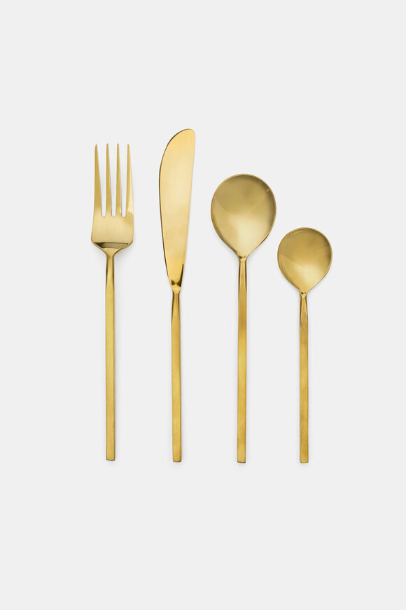 Lana Cutlery Set of 16  Gold  hi-res