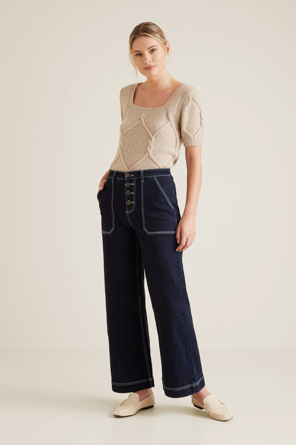 Square Neck Cable Knit  