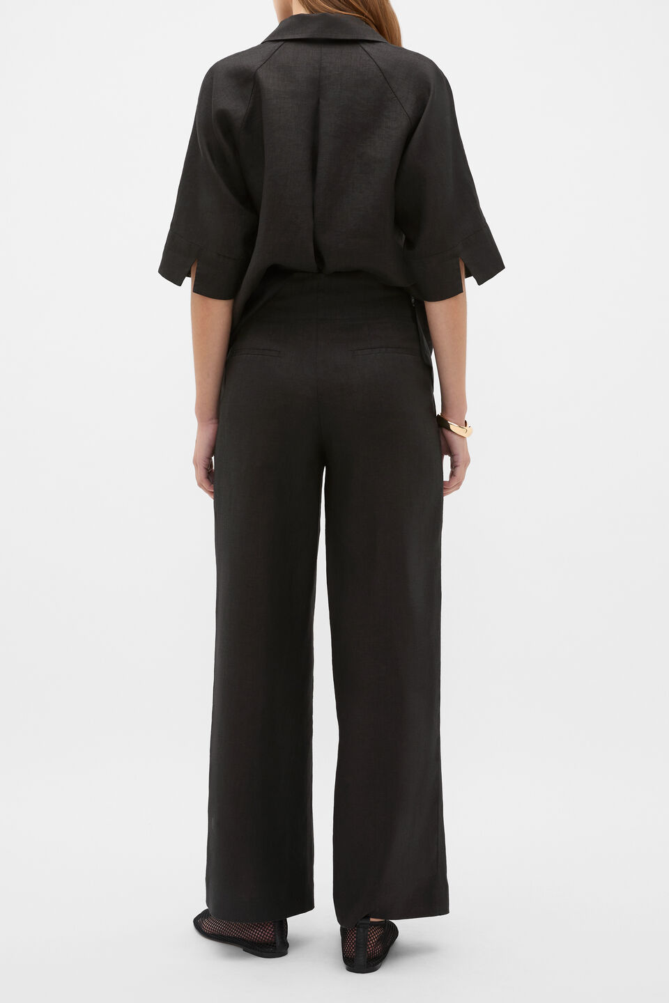 Core Linen Waisted Pant  Black