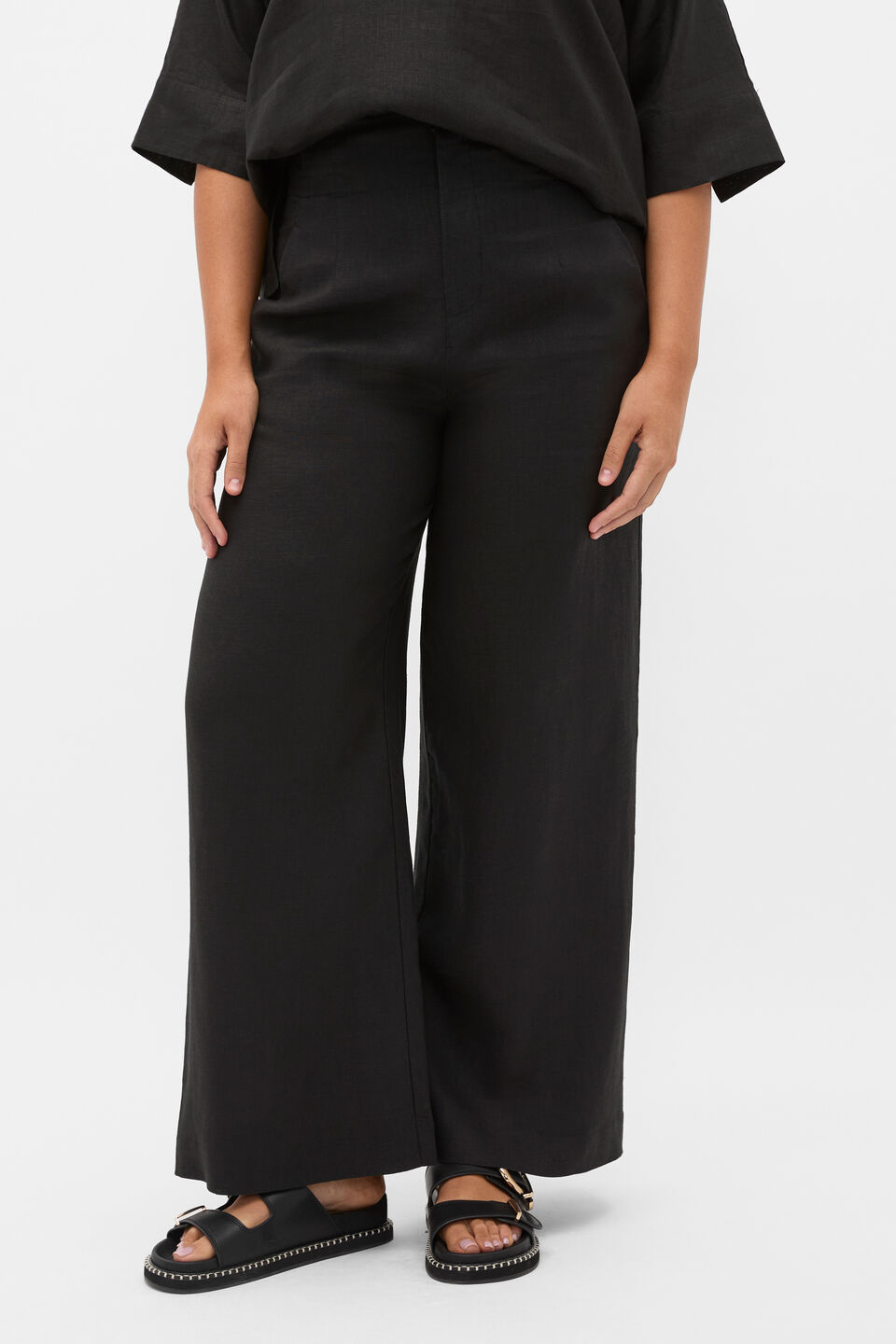 Core Linen Waisted Pant  Black