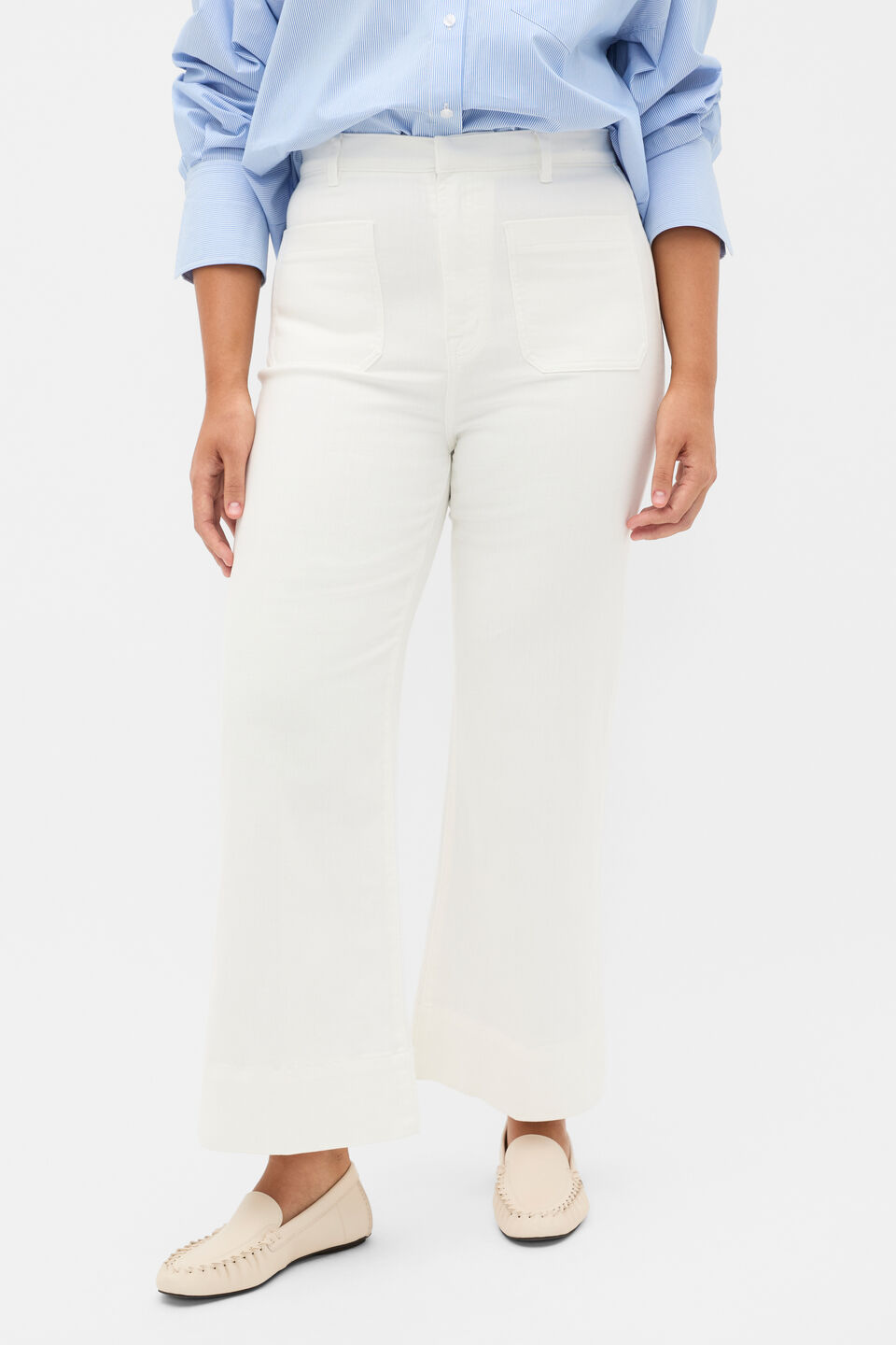 Core Wide Leg Pocket Jean  Cloud Cream
