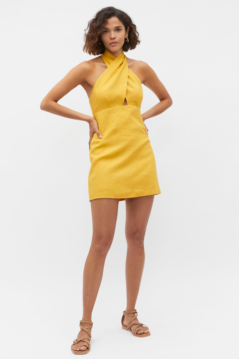 Linen Halter Mini Dress  Sundaze