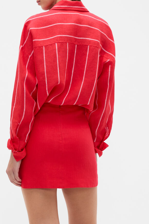 Core Linen Curve Hem Mini Skirt  Chilli Red  hi-res