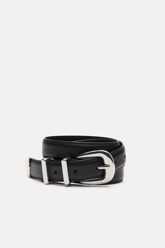Hallie Metal Keeper Belt  Black Silver  hi-res