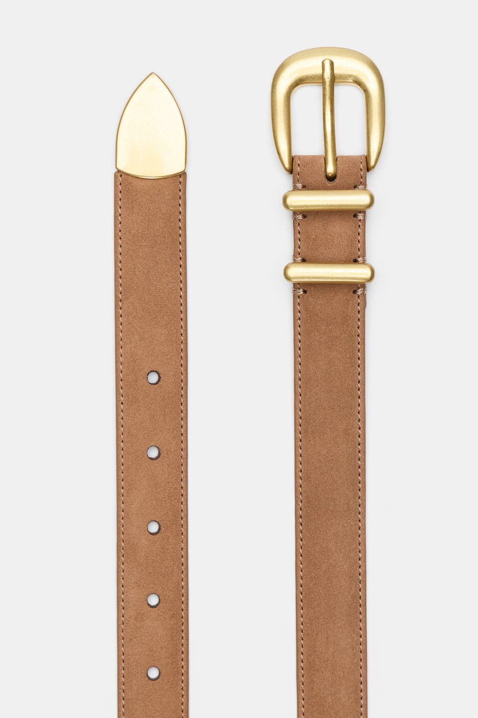 Hallie Metal Keeper Belt  Toffee Suede