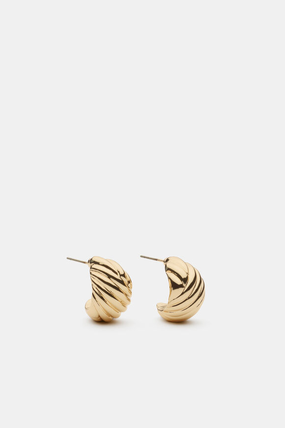 Fluted Hoop Earring  Gold  hi-res