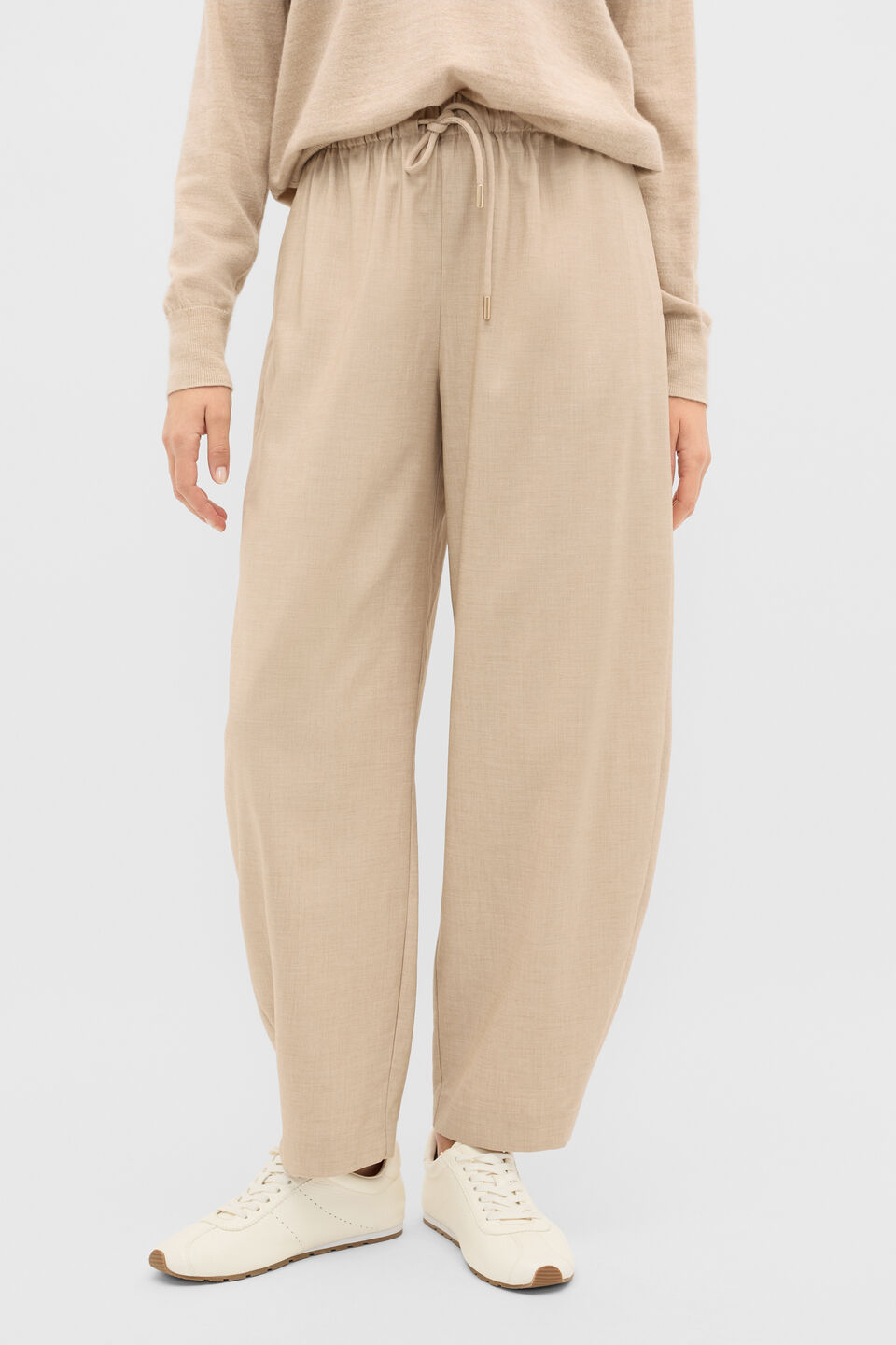 Soft Suiting Barrel Leg Pant  Sandstone Cross Dye