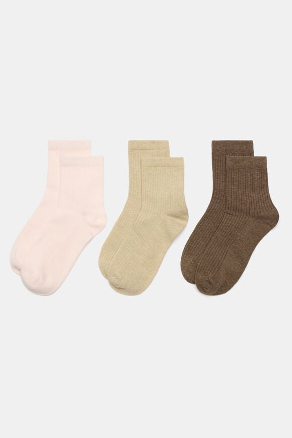 3 Pack Quarter Crew Socks  Cashew Multi  hi-res
