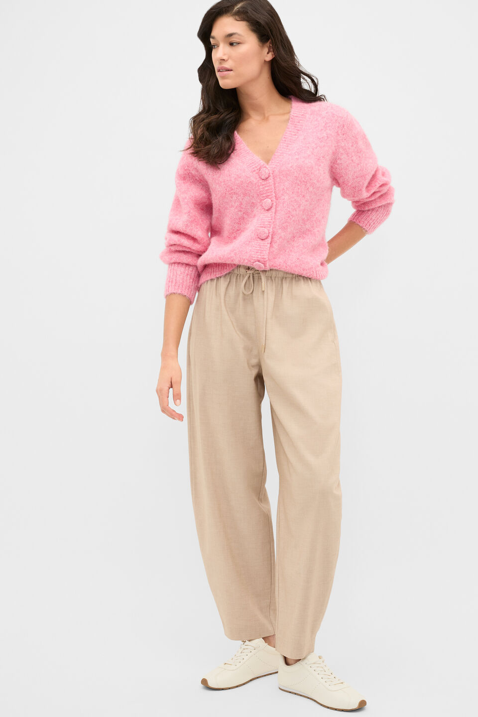 Lofty Relaxed Cardigan  Bubblegum Pink Marle
