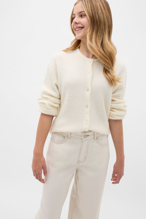 Fluffy Knit Cardigan  Classic Cream  hi-res