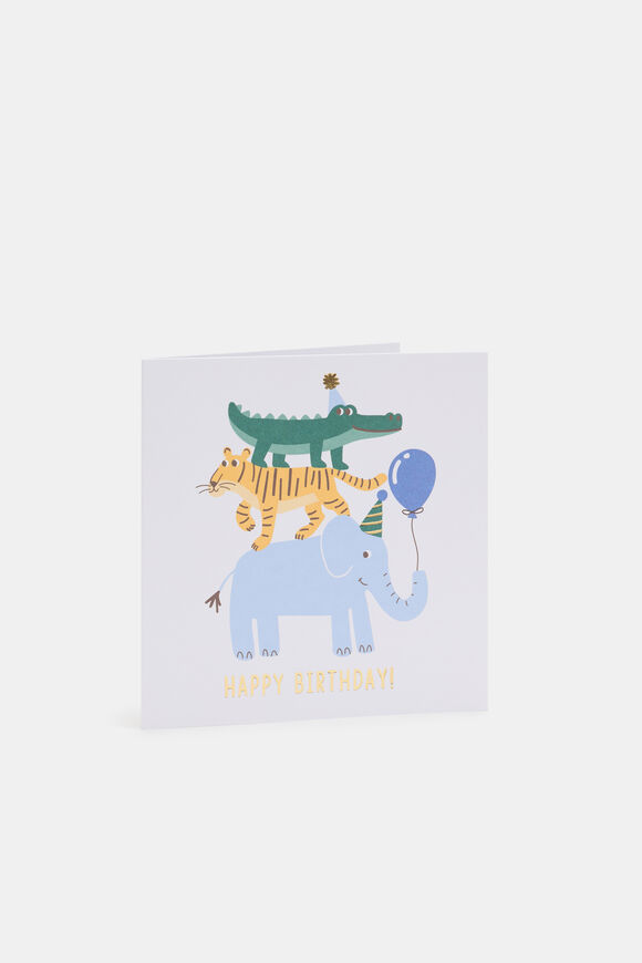 Happy Birthday Animal Stack Card  Multi  hi-res