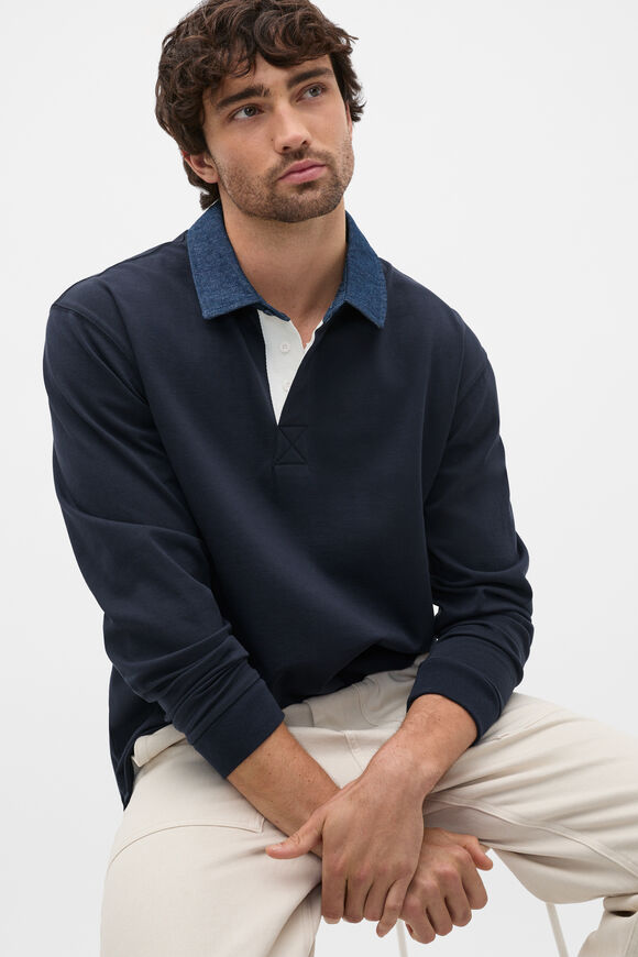Denim Collar Rugby  Midnight Blue  hi-res