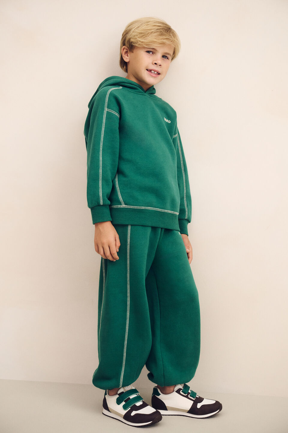 Contrast Stitch Track Pant  Jungle Green