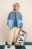 Two Tone Denim Bomber  Mid Blue  hi-res