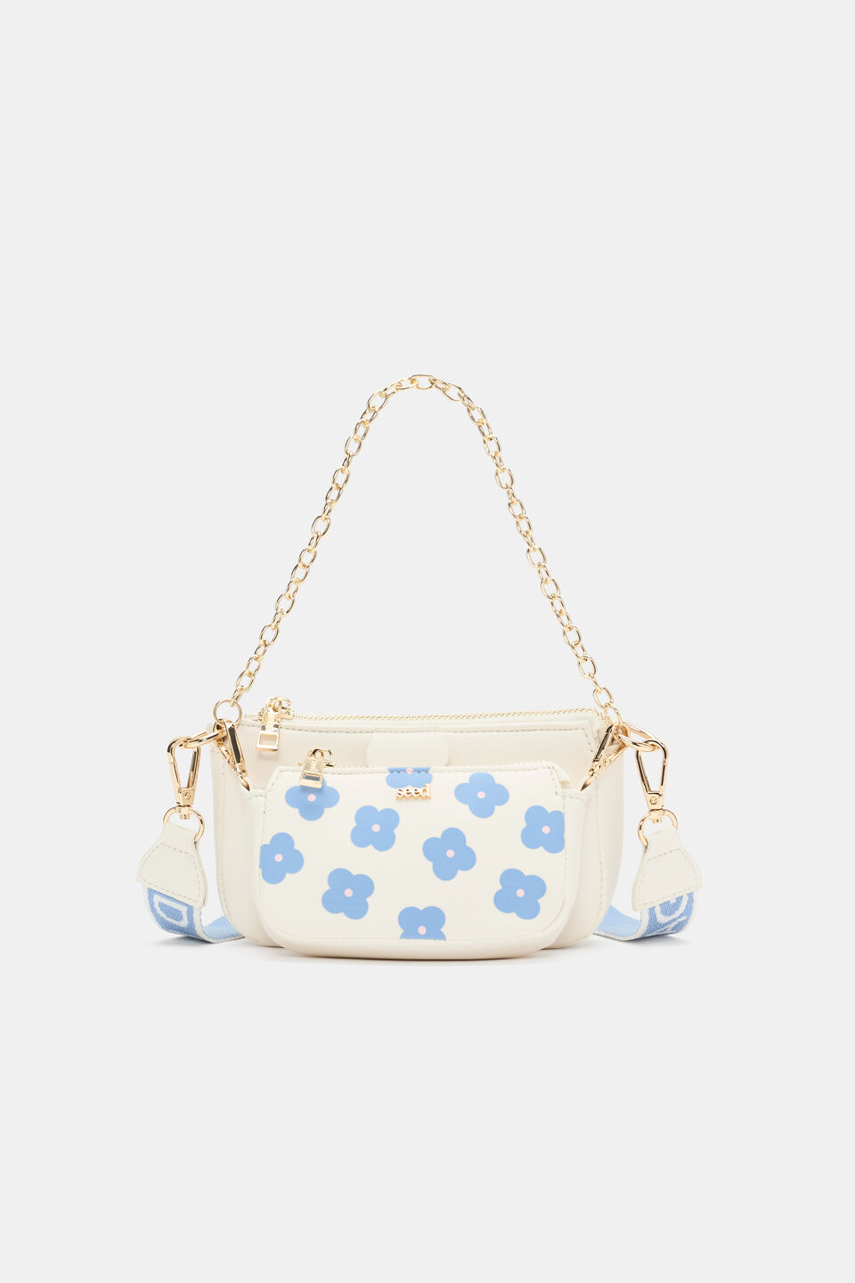 Floral Hybrid Cross Body Bag  Cloud Blue