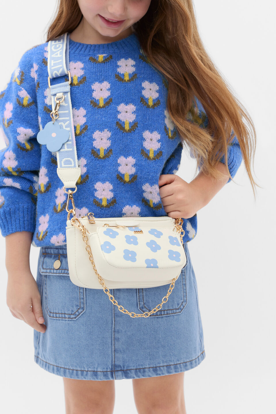Floral Hybrid Cross Body Bag  Cloud Blue