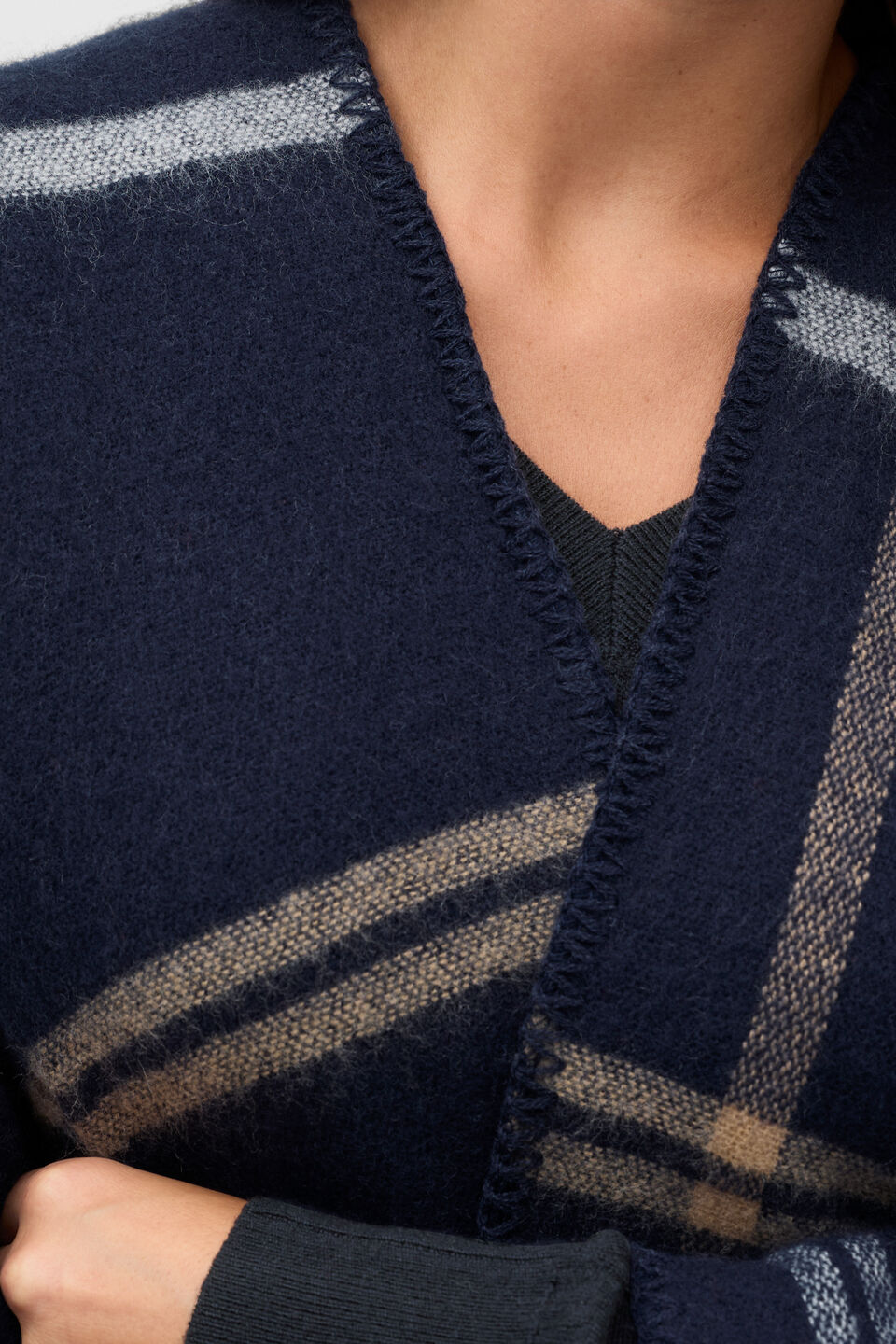 Check Poncho  Twilight Blue