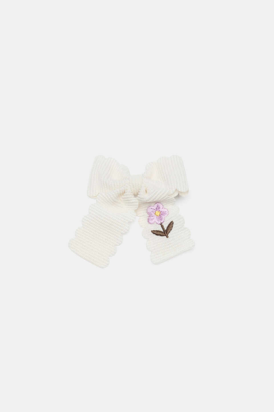 Cord Flower Bow Duck Clip  Classic Cream