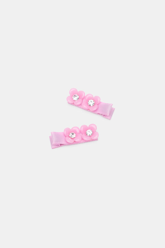Mini Flower Sparkle Duck Clips  Candy Pink  hi-res