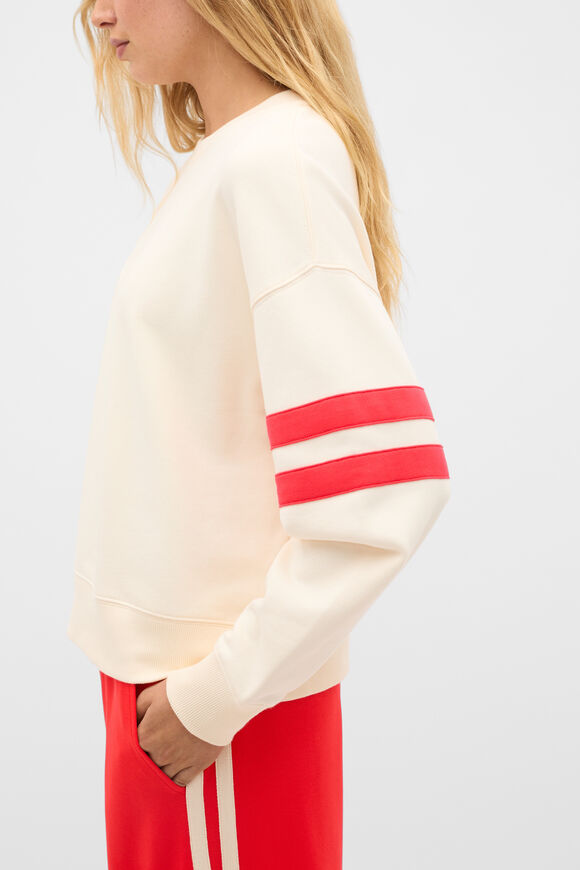 Contrast Detail Crew Neck Sweat  Coconut Cream  hi-res