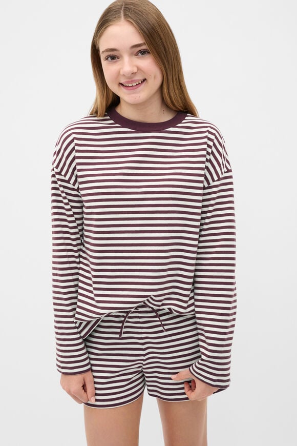 Stripe Boyfriend Tee  Mulberry  hi-res