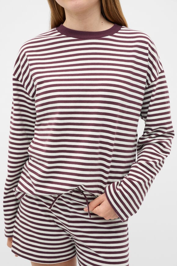 Stripe Boyfriend Tee  Mulberry  hi-res