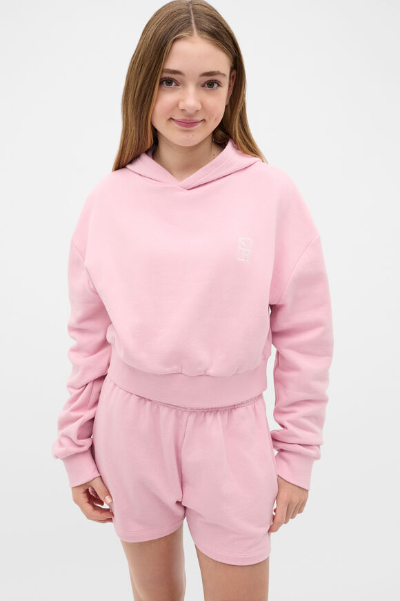 Logo Cropped Hoodie  Rose Pink  hi-res