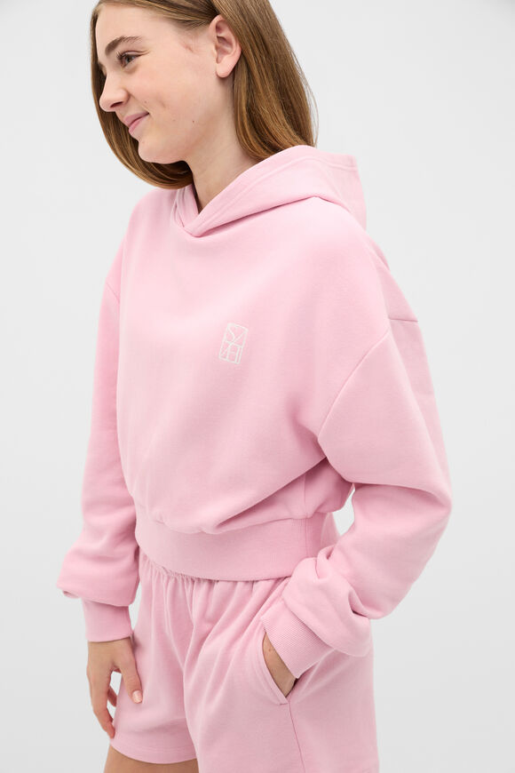Logo Cropped Hoodie  Rose Pink  hi-res