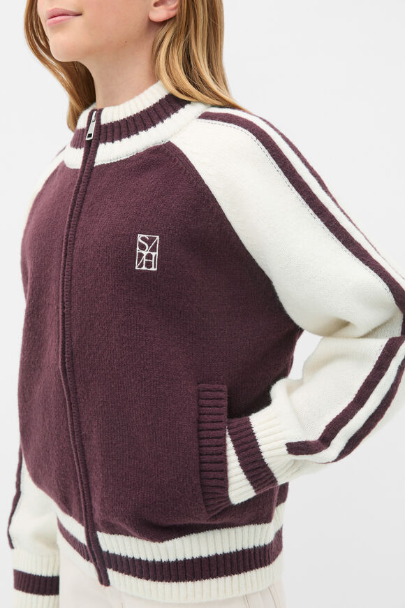 Zip Up Knit Bomber  Mulberry  hi-res