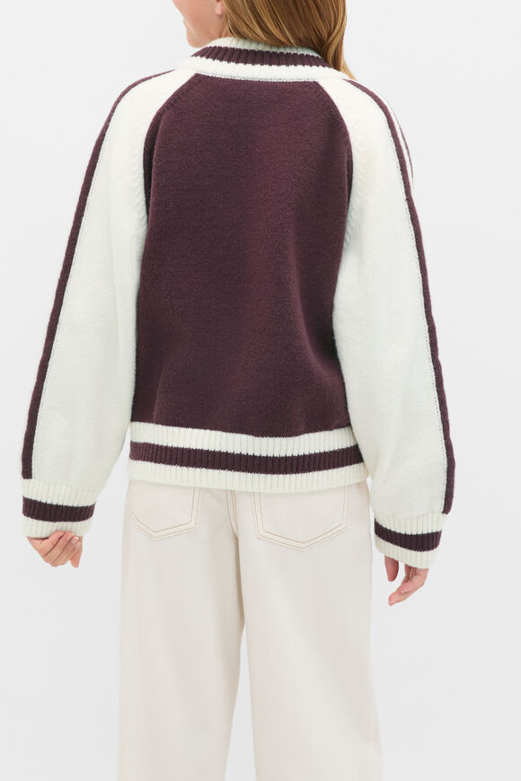 Zip Up Knit Bomber  Mulberry  hi-res