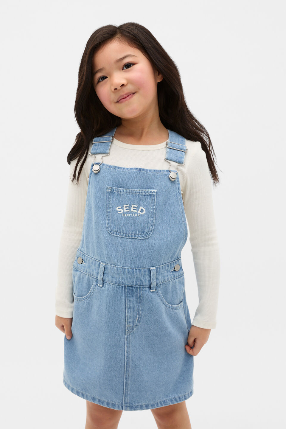 Core Logo Pinafore  Light Wash